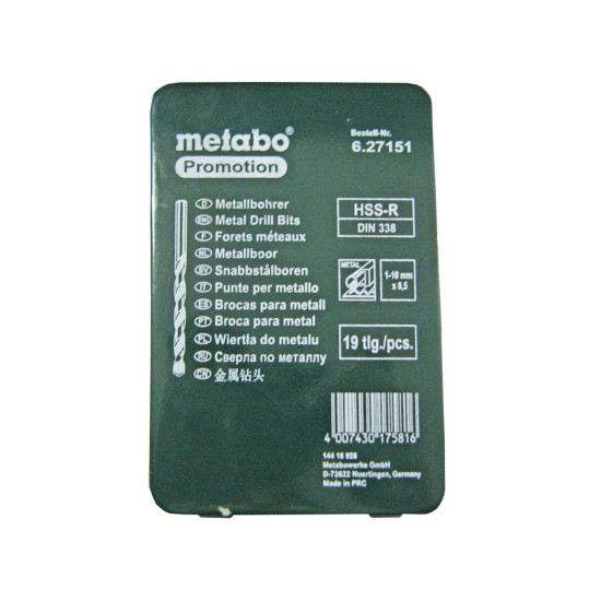 Набір свердел Metabo по металу, 19 шт (код 627151000).
