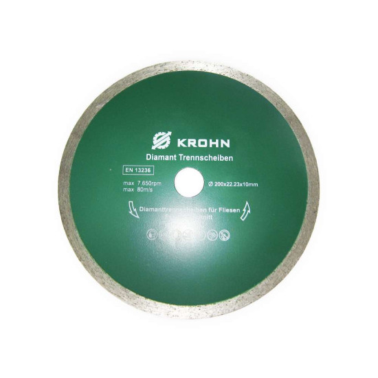 Алмазний диск відрізний KROHN Ø 200 мм х 22,23 мм по плитці.